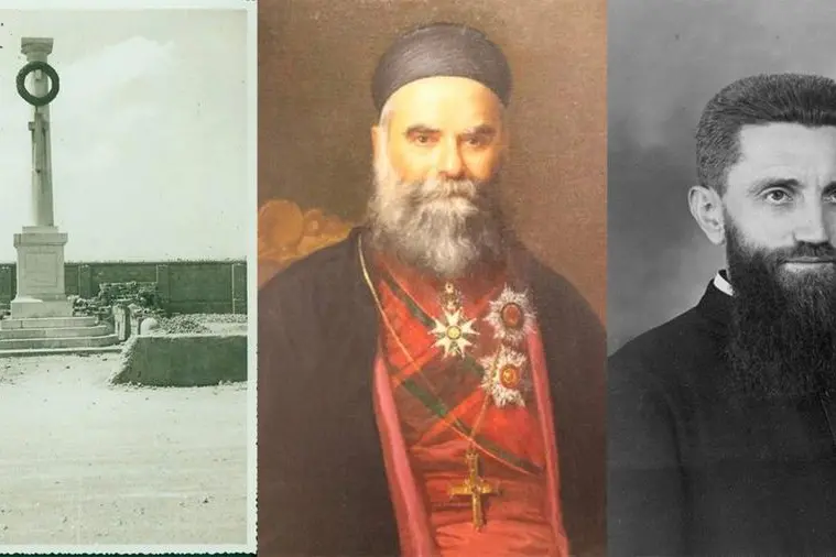 Da sinistra: il monumento ai martiri di Santander, il patriarca maronita Elias Hoyek, Costantino Vendrame, missionario salesiano in India