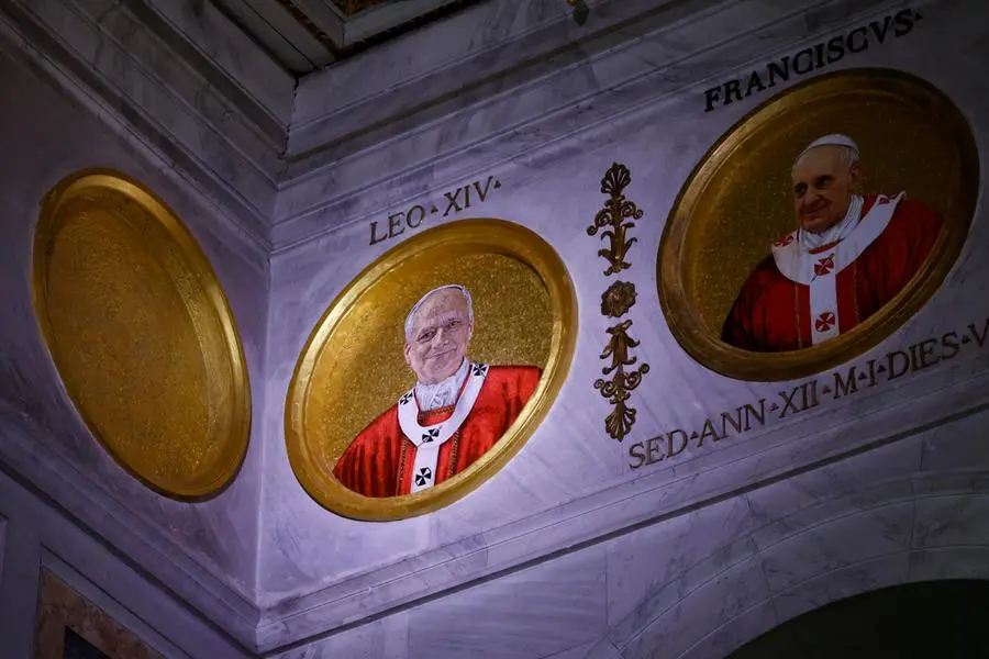 The mosaic roundel with the portrait of Pope Leo XIV in the Basilica of San Paolo Fuori le Mura