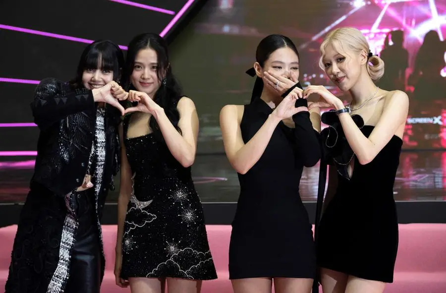 Blackpink's Lisa, Jisoo, Jennie and Rosé at the Born Pink world tour film presentation in Seoul, August 9, 2024.