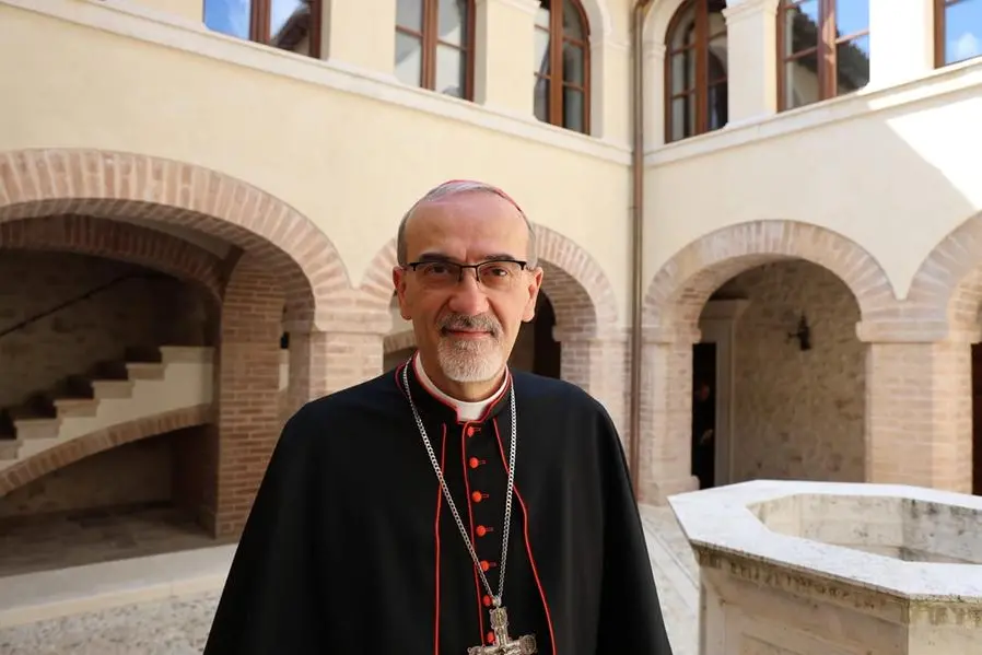 Il cardinale Pierbattista Pizzaballa, Patriarca latino di Gerusalemme, all\\'abbazia di San Benedetto in Monte a Norcia , ANSA