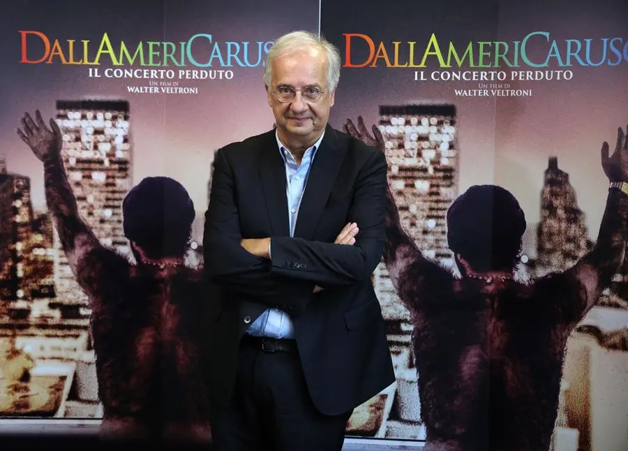 Walter Veltroni in occasione della presentazione del suo film Dallamericaruso. Il concerto perduto nel 2023.