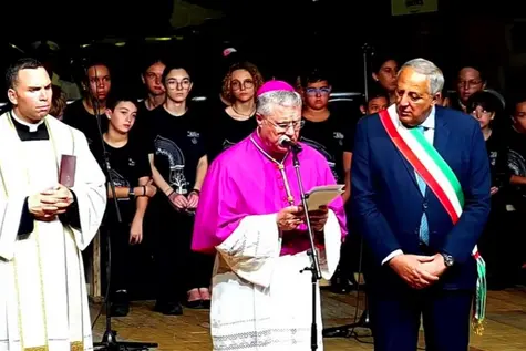 L\\'arcivescovo di Palermo, Corrado Lorefice, durante il Discorso alla Citt\\u00E0 per il Festino di Santa Rosalia