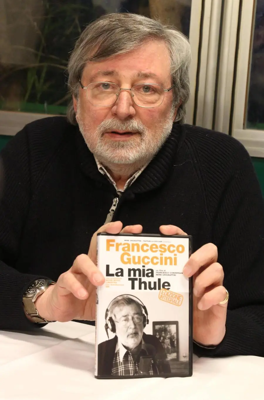 Francesco Guccini alla presentazione del DVD \\\"La mia Thule\\\", video-concerto realizzato nella casa di Guccini, un ex mulino in provincia di Pistoia, Bologna, 19 Marzo 2013.