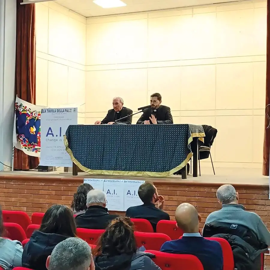 Monsignor Barone at a conference organized by the Diocesan Peace Board of the diocese of Marsi.
