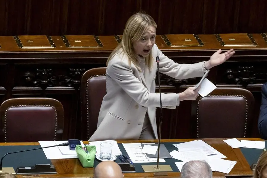 Il presidente del consiglio Giorgia Meloni alla Camera dei deputati , ANSA
