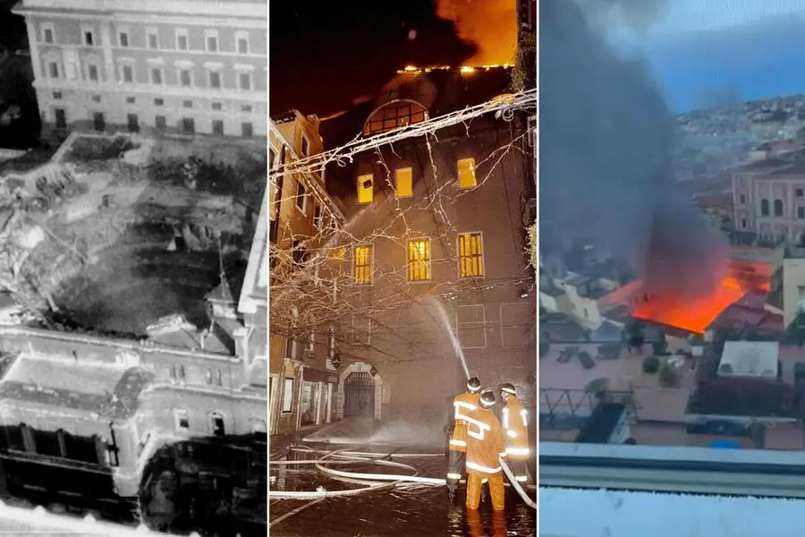 The fires that involved Italian theaters: from left, the Petruzzelli in Bari (27 October 1991), the Fenice in Venice (29 January 1996) and the Sannazaro Theater in Naples on 17 February