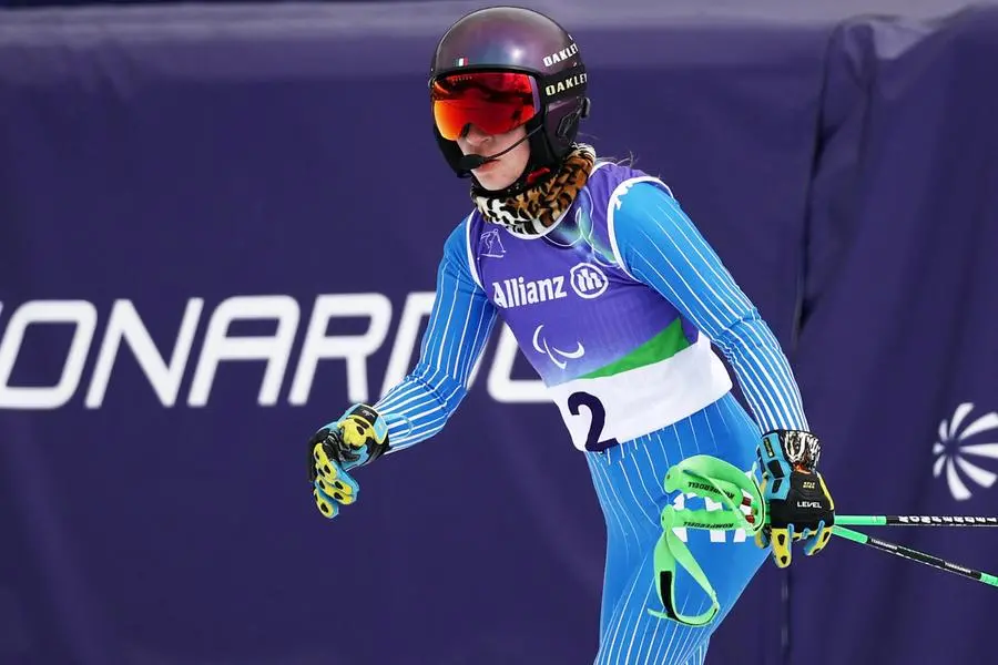 Milano Cortina 2026 Paralympics - Para Alpine Skiing - Women\\'s Giant Slalom Vision Impaired - Tofane Alpine Skiing Centre, Belluno, Italy - March 12, 2026. Chiara Mazzel of Italy reacts after the second run REUTERS/Stoyan Nenov , REUTERS