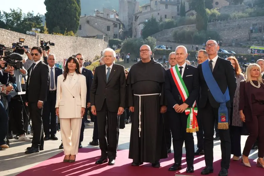 L'arrivo ad Assisi del presidente della Repubblica Mattarella