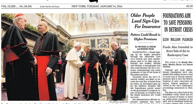 Il Papa in prima sul New York Times