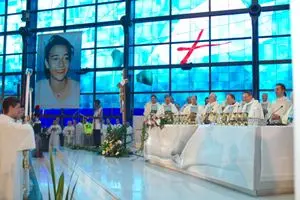 La cerimonia di beatificazione di Chiara Luce badano il 25 settembre 2010 nel Santuario del Divino Amore di Roma
