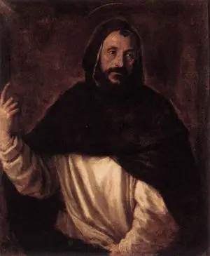 Tiziano Vecellio, San Domenico di Guzmán, XVI secolo. Il dipinto raffigura il religioso spagnolo fondatore dei Domenicani, canonizzato nel 1234 da papa Gregorio IX