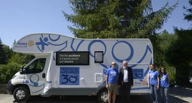 Il camper di Telefono azzurro ad Amatrice