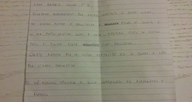 \"Cari bambini, grazie per averci ospitato in classe\". Firmato: i carabinieri