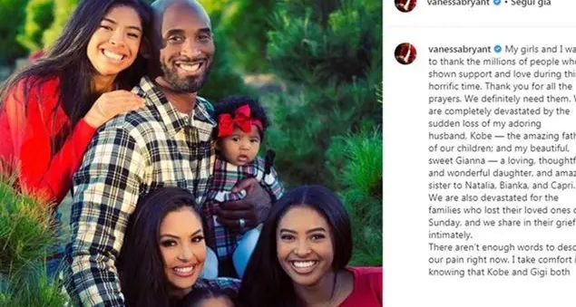 La moglie di Kobe Bryant: «Sono devastata dal dolore»