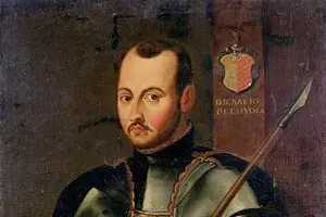 Artista ignoto della Scuola francese, Il giovane Ignazio in abiti militari, XVI secolo, olio su tela. Il dipinto raffigura sant’Ignazio di Loyola negli anni della giovinezza, quando era ancora cavaliere al servizio della nobiltà spagnola prima della conversione spirituale che lo avrebbe portato alla fondazione della Compagnia di Gesù