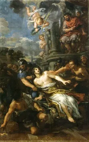Pietro da Cortona, Martirio di San Lorenzo. La tela raffigura il supplizio del diacono romano, martirizzato nel 258 durante la persecuzione dell’imperatore Valeriano