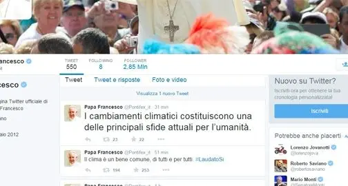 Laudato si', l'enciclica è social e va su Twitter