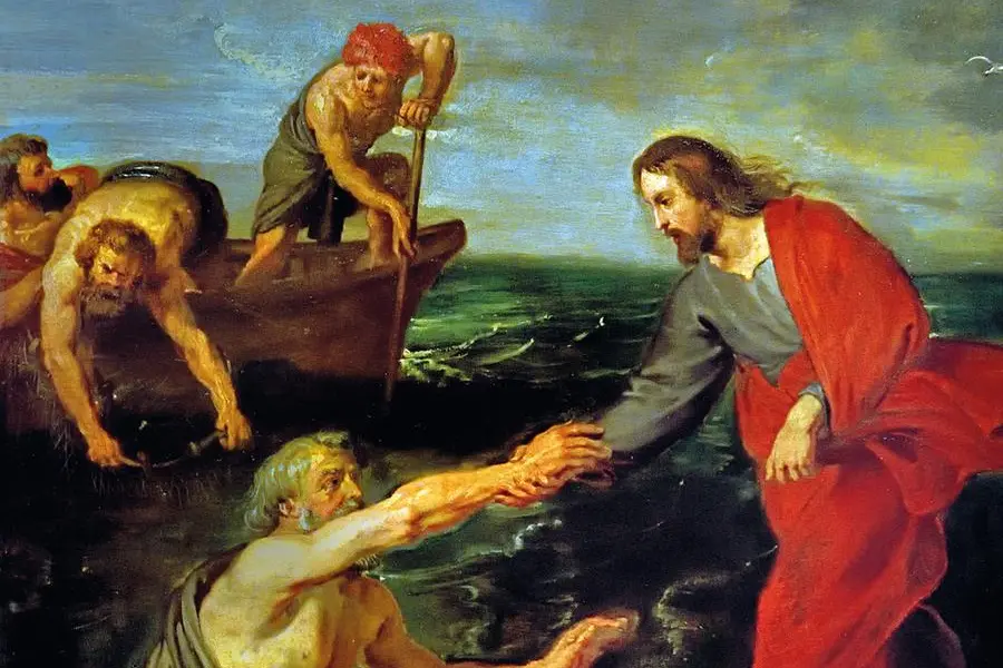 2YWJ337 Jesus Walking on the Water 1618 by Peter Paul Rubens.(1577-1640). Flemish artist and diplomat, Flemish, Baroque, France, Fine Art Museum, , Alamy Stock Photo