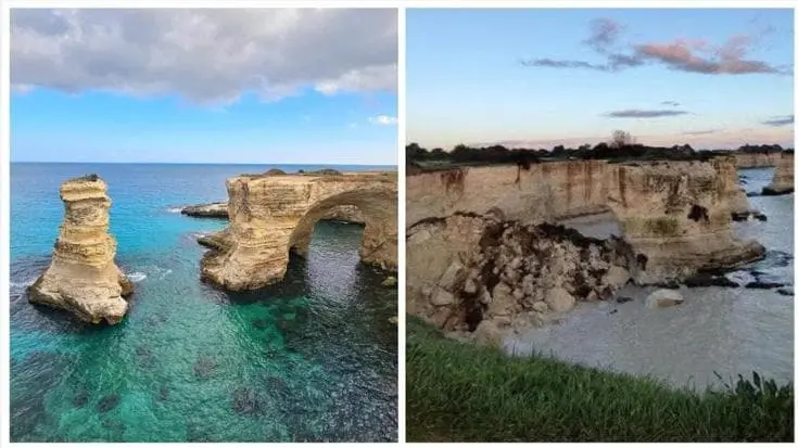 San Valentino amaro nel Salento, il mare si prende l’Arco degli Innamorati di Melendugno