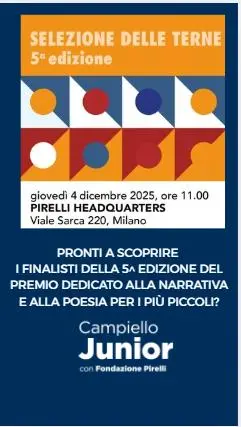 Premio Campiello Junior 2025, in diretta da Milano l'annuncio dei finalisti della 5^ edizione