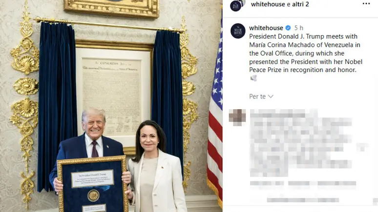 Perché Machado ha regalato il suo Nobel a Trump