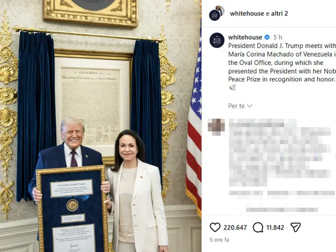 Perché Machado ha regalato il suo Nobel a Trump