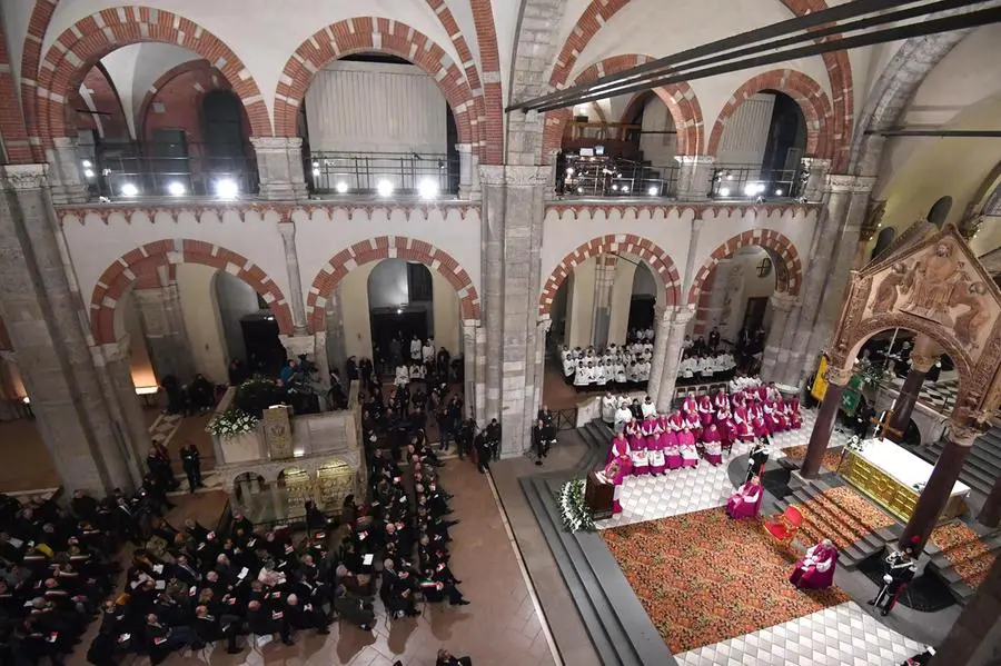 The Archbishop of Milan, Monsignor Mario Delpini, during the Address to the City in the Basilica of Sant'Ambrogio