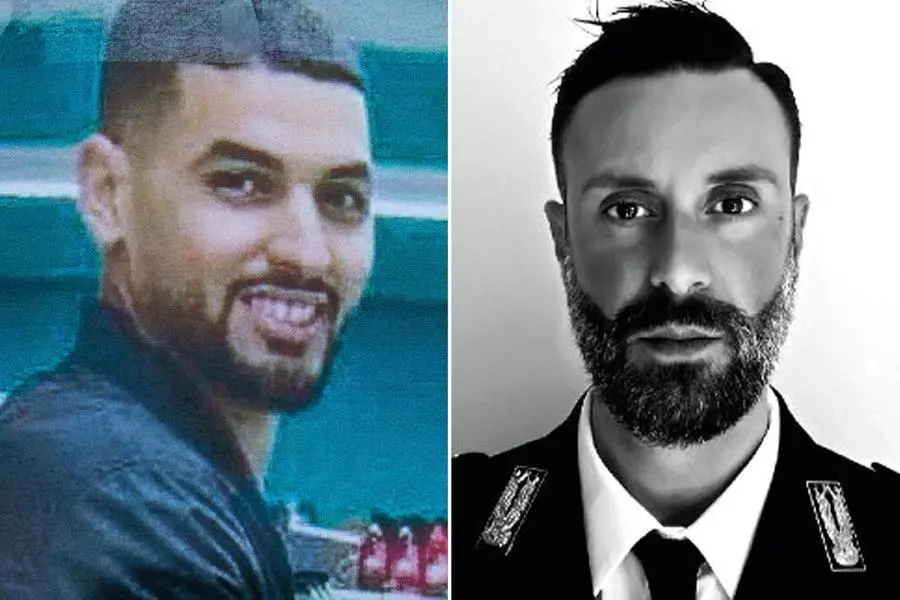 Nella combo, l\\'agente Carmelo Cinturrino (d), accusato dell\\'omicidio volontario di Abderrahim Mansouri (s) a Milano Rogoredo, e la vittima. Roma, 26 febbraio 2026, ANSA/Davide Cannella +++NPK +++ , ANSA