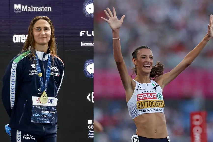 Da sinistra Simona Quadarella, 27 anni, nuoto, 800 stile libero e Nadia Battocletti, 25, atletica, 5mila metri