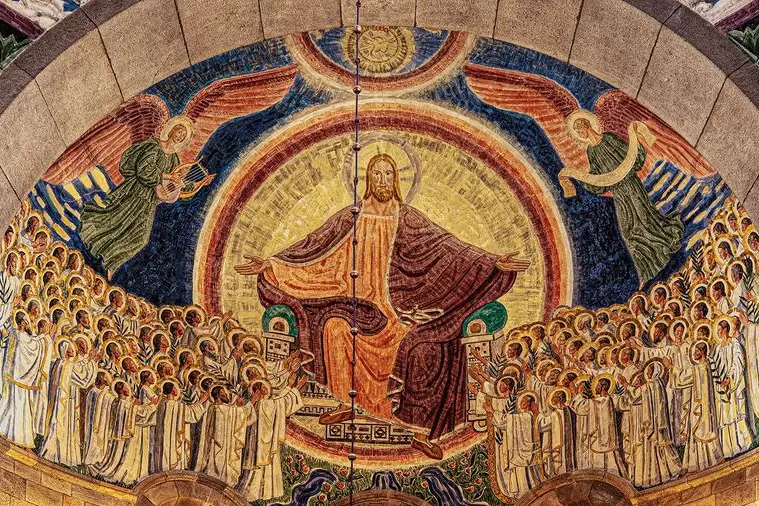 3DDJ91Y The Great Multitude before the Throne and the Lamb, a freco painting by Joakim Skovgard in Viborg Cathedral, Denmark, December 5, 2025 , Alamy Stock Photo