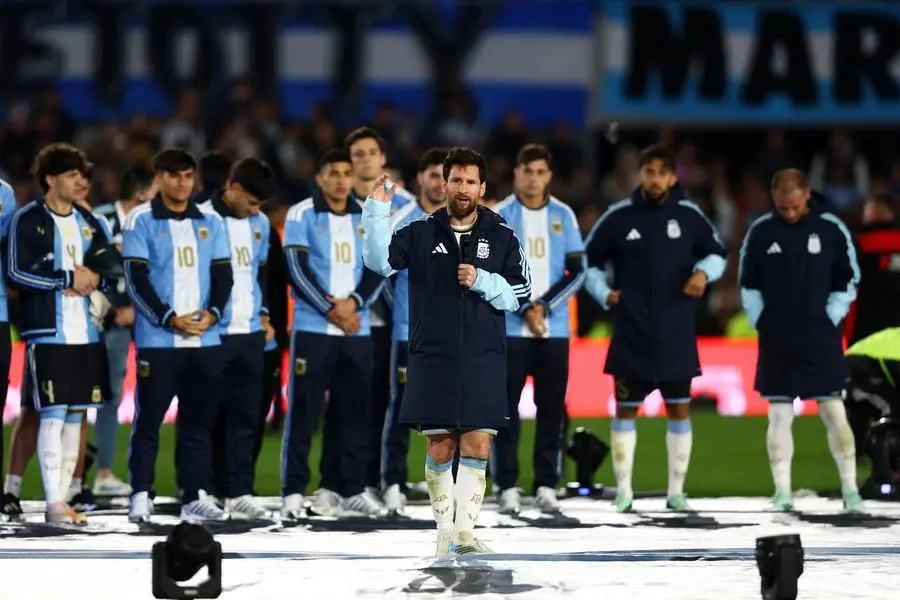 Soccer Football - International Friendly - Argentina v Benin - Estadio Monumental, Buenos Aires, Argentina - October 6, 2026 Argentina\\'s Lionel Messi speaks to fans following his final international match REUTERS/Matias Baglietto , REUTERS