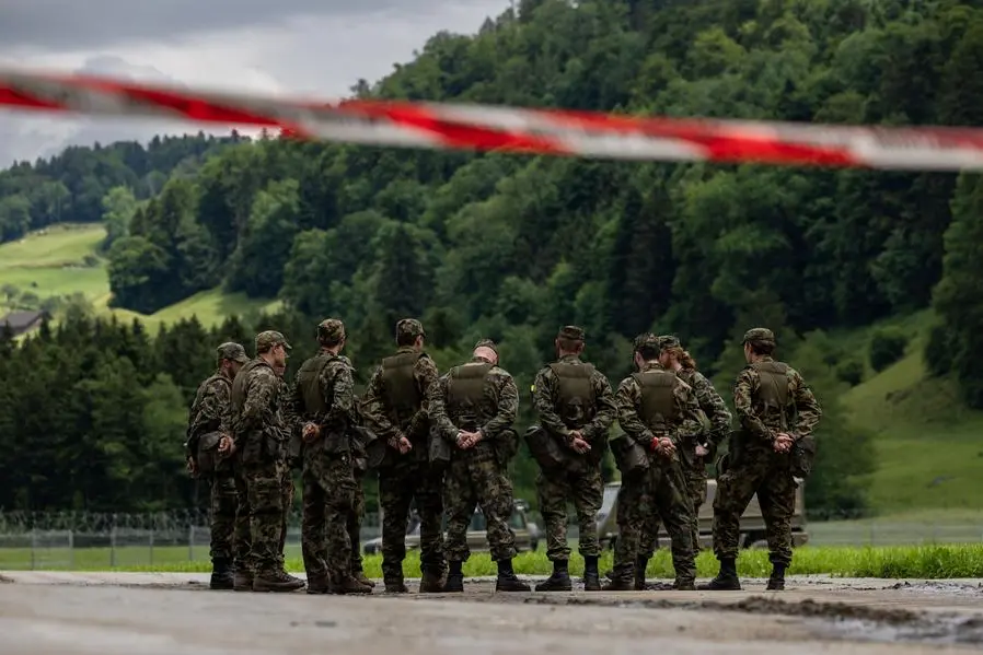 Swiss military personnel are pictured during a guided visit to the security zone of the June 15-16 peace summit for Ukraine, in Obburgen near Burgenstock, Switzerland, June 10, 2024. REUTERS/Pierre Albouy