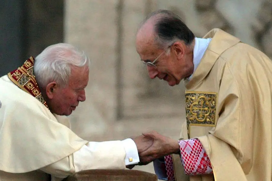 Ruini with John Paul II in 2002 at the end of his mandate as the Pope's vicar for the Diocese of Rome