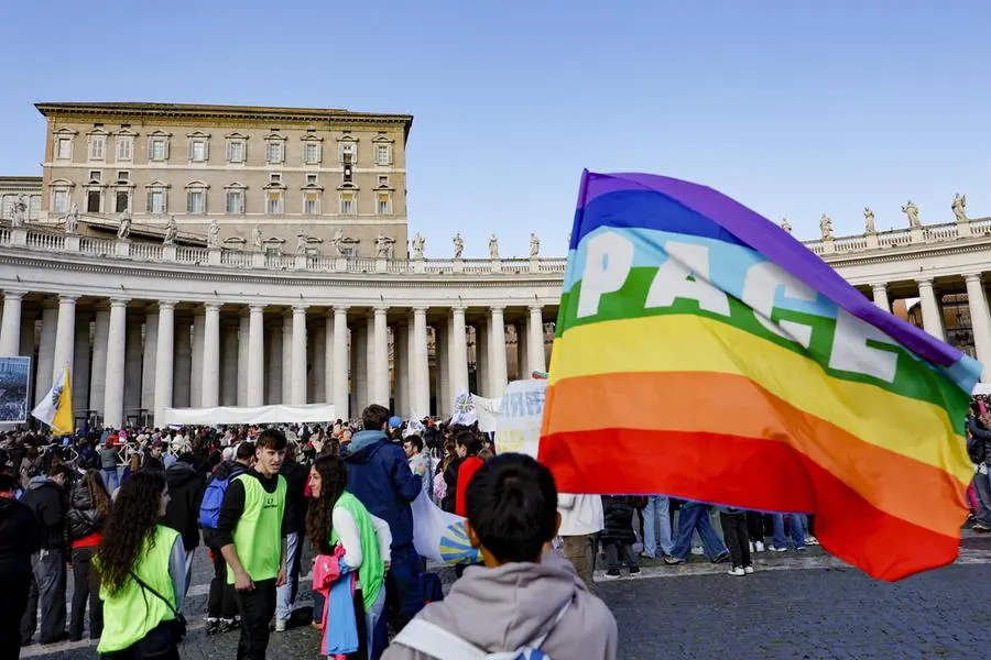 The Youth Catholic Action Peace Caravan in St. Peter's Square for the Pope's Angelus