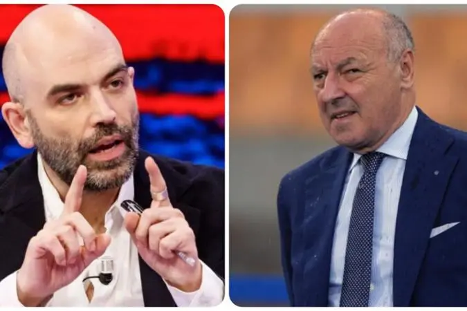 Il giornalista e scrittore Roberto Saviano e il presidente dell\\'Inter Giuseppe Marotta
