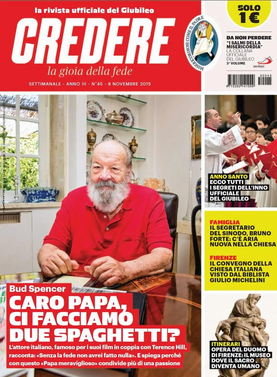 The cover of Credere dedicated to Bud Spencer