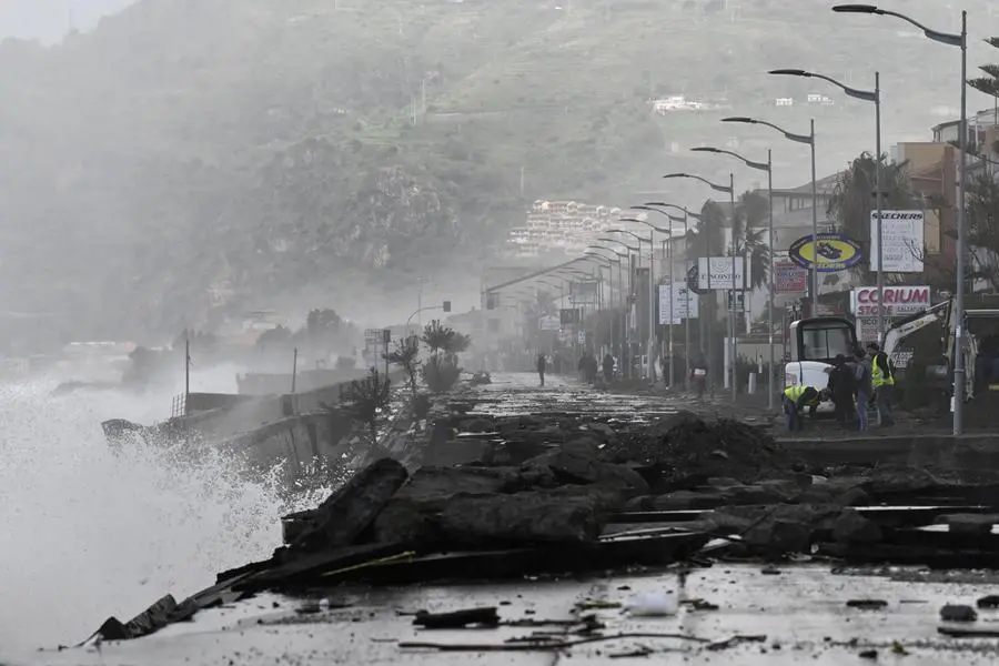 The effects of the cyclone on the seafront of Santa Teresa di Riva in Sicily