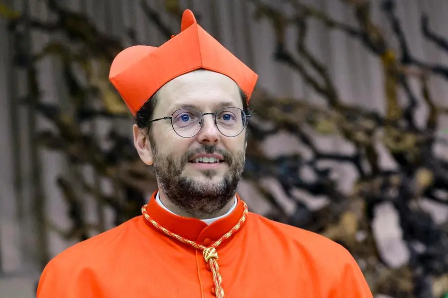 Italian new Cardinal Giorgio Marengo, during courtesy visits at the end of the consistory ceremony, Vatican, 27 August 2022. ANSA/FABIO FRUSTACI , ANSA