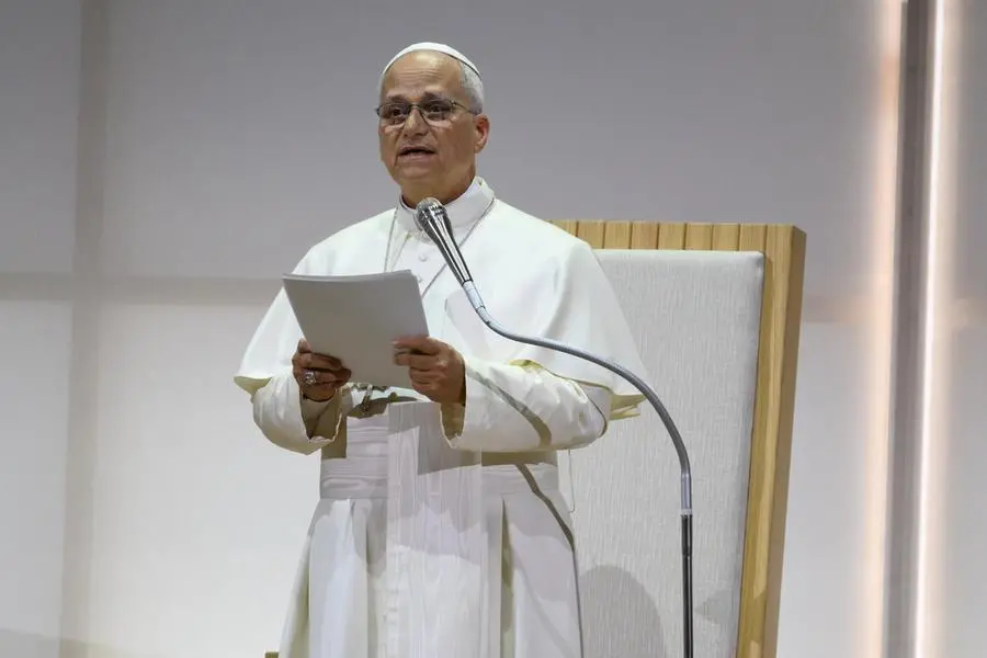 Papa Leone XIV parla ai partecipanti del 47esimo Meeting dell\\'amicizia tra i popoli. , ANSA