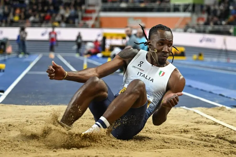 Andy Diaz Hernandez of Italy competes in the Men's Triple Jump Final at the World Athletics Indoor Championships at the Kujawsko-Pomorska Arena Torun, in Torun, Poland, 20 March 2026. EPA/Adam Warzawa POLAND OUT