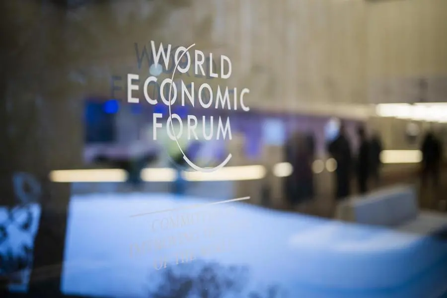 epa12660524 The logo of the World Economic Forum (WEF) is pictured prior to the 56th annual meeting of the WEF in Davos, Switzerland, 19 January 2026. The meeting under the topic 'A Spirit of Dialogue' brings together entrepreneurs, scientists, and corporate and political leaders in Davos and takes place from 19 to 23 January in Davos. EPA/GIAN EHRENZELLER