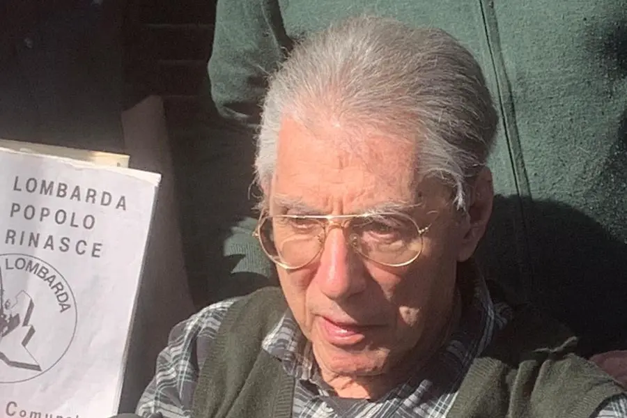 Umberto Bossi a Gemonio (Varese) per i 40 anni della Lega, 13 aprile 2024. ANSA/ ENZO LAIACONA , ANSA