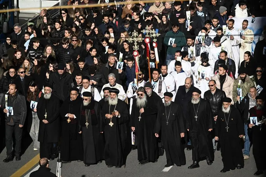 Un momento del rito Cristiano copto per Aba Youssef nella Cattedrale di Cristo Re a La Spezia. , ANSA