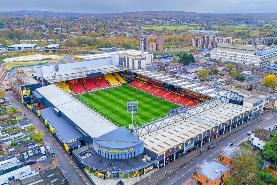 Aerial Image of Vicarage Road Stadium the home of Watford Football Club. 7th Nov 2025