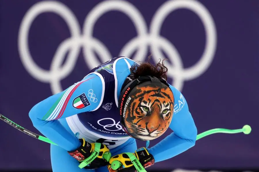 Milano Cortina 2026 Olympics - Alpine Skiing - Women's Super-G - Tofane Alpine Skiing Centre, Belluno, Italy - February 12, 2026. Federica Brignone of Italy reacts after her run during the Women's Super-G REUTERS/Leonhard Foeger TPX IMAGES OF THE DAY