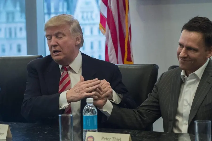 Donald Trump with Peter Thiel in 2016