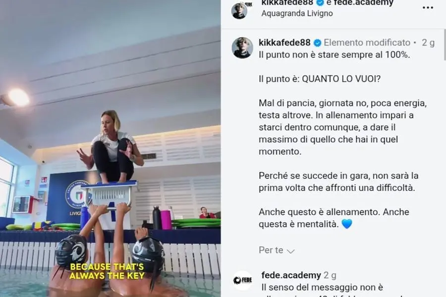 Federica Pellegrini, un fermo immagine del video contestato.