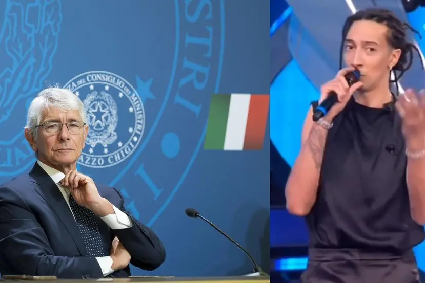 Il ministro dei Giovani e dello Sport Andrea Abodi e il rapper Ghali in un montaggio da foto ANSA