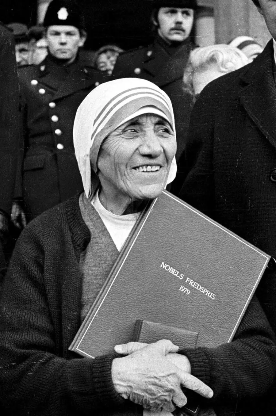 Madre Teresa di Calcutta a Oslo il 13 dicembre 1979 dopo aver ricevuto il Premio Nobel per la Pace