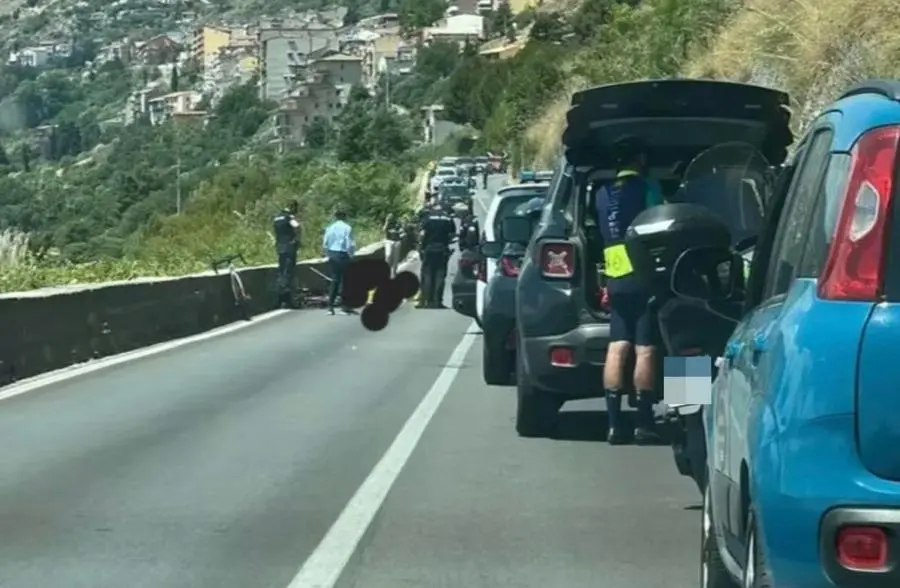 The scene of the accident near Pioppo, just outside Palermo, where a group of cyclists were hit by a car that was overtaking, Palermo, 21 June 2026.